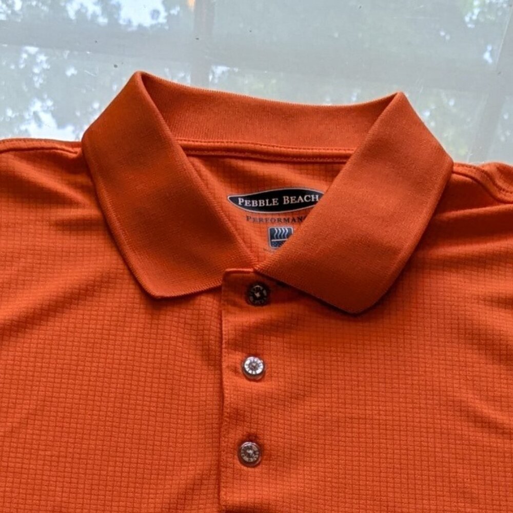 Pebble Beach Men's XL  Performance Golf Polo Shirt Orange short sleeve Polyester